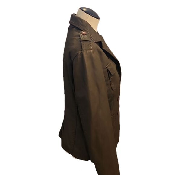 SOLD! Womens Vintage Kenneth Cole Reaction Army Green leather jacket size Medium - Picture 7 of 16